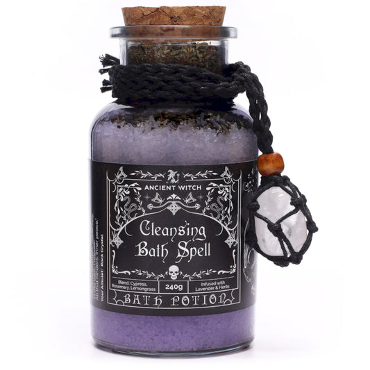 Ancient Witch – Cleansing Bath Spell Potion with Clear Quartz Amulet