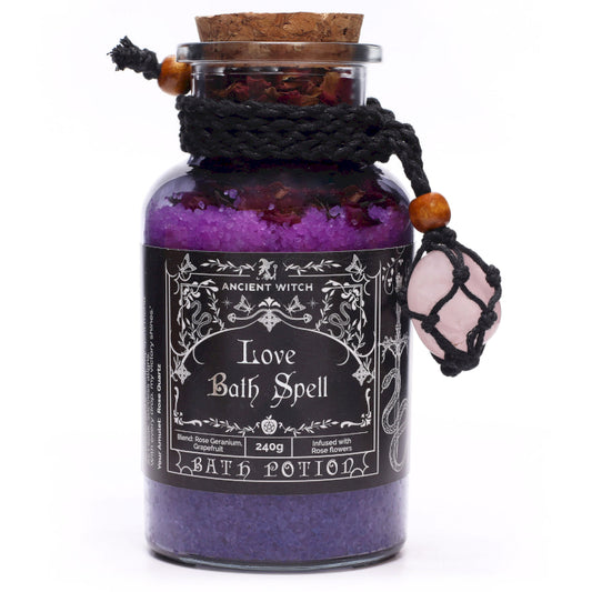 Ancient Witch – Love Bath Spell Potion with Rose Quartz Amulet