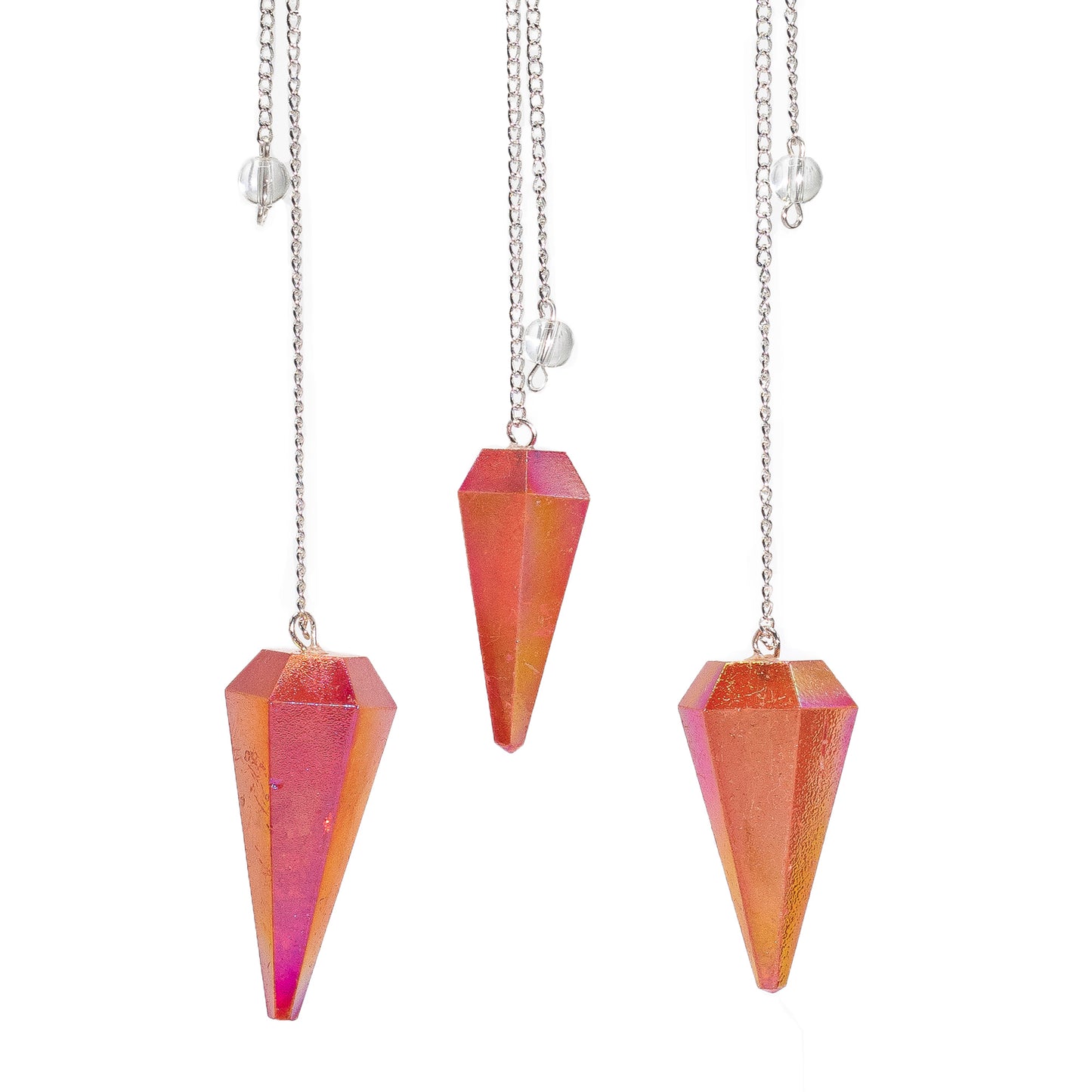 Crystal Pendulum Peach Aurora - Six-Sided Pendulum 4 cm for Dowsing & Reiki