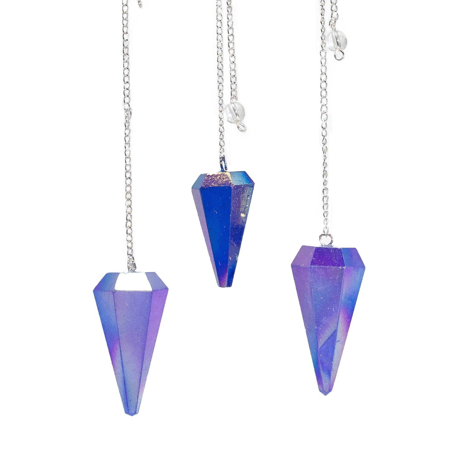 Crystal Pendulum Blue Aurora - Six-Sided Pendulum 4 cm for Dowsing & Intuition