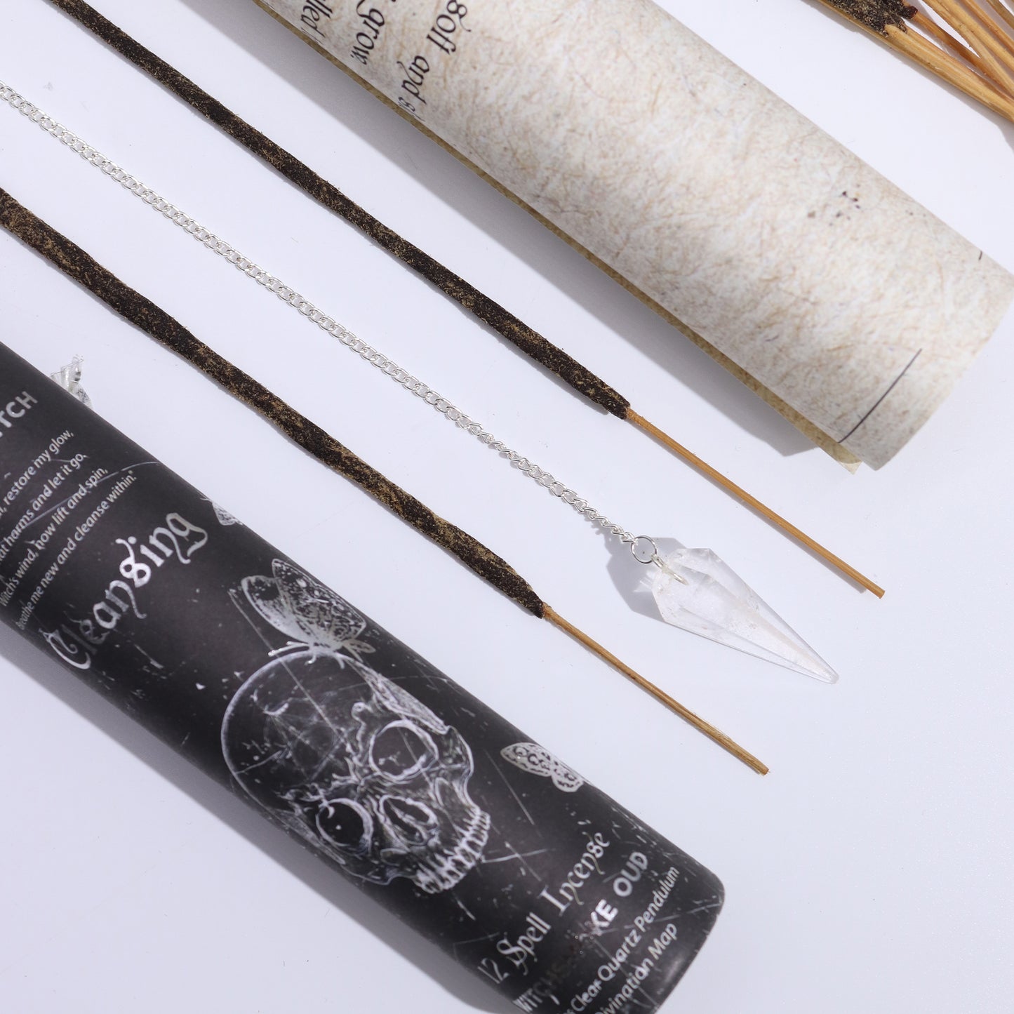 Old Witch's Spell Incense with Clear Quartz Pendulum - Cleansing