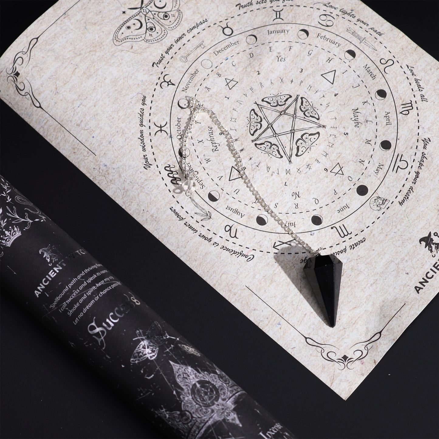 Alte Hexen-Räuchermischung mit Schwarzem Obsidian-Pendel – Erfolg