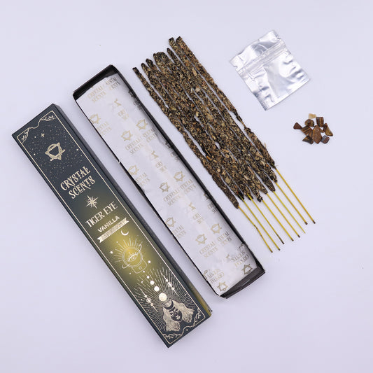 Tiger Eye Crystal Smudge Incense Vanilla | With Tiger Eye Crystal | Amstercharmed