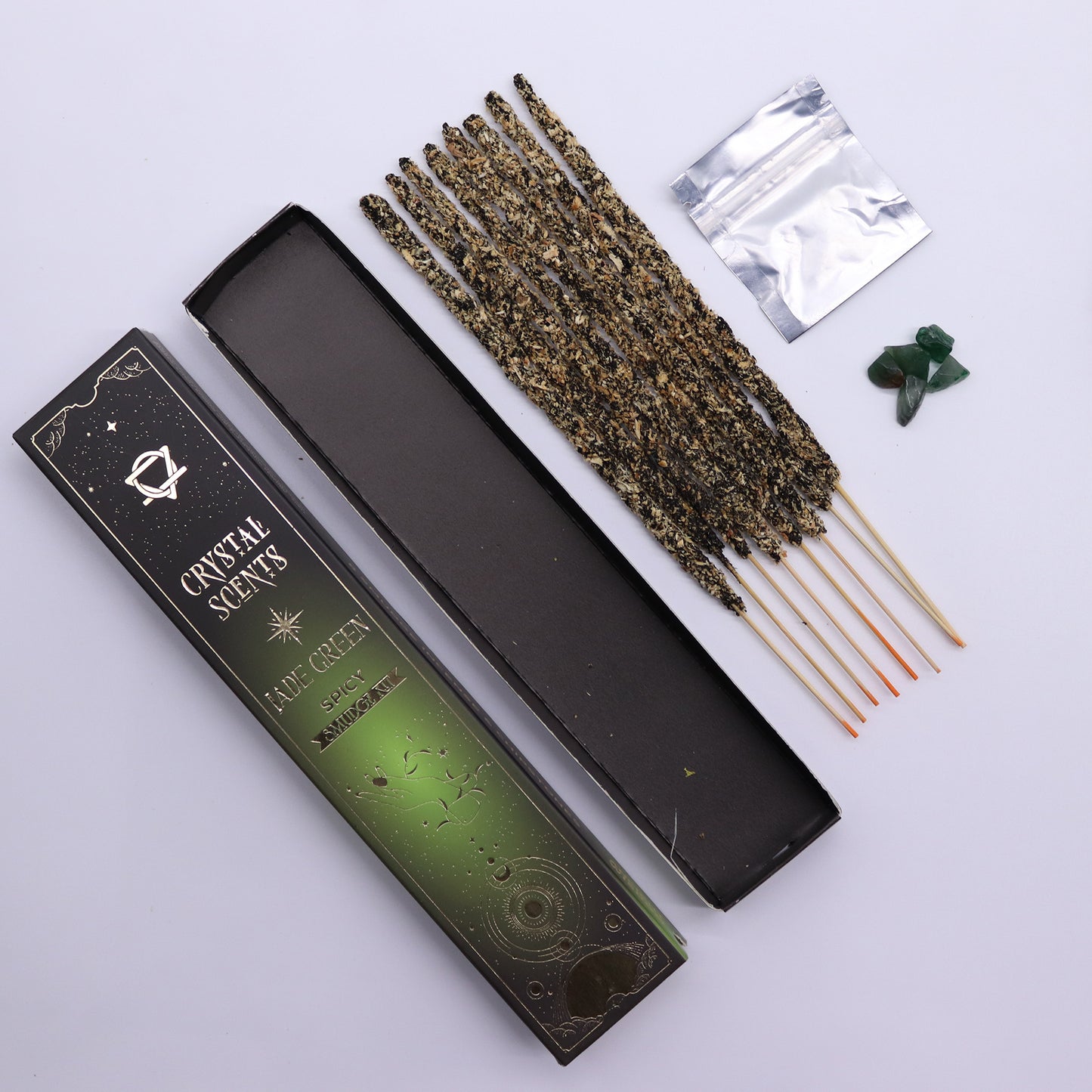 Jade Crystal Smudge Incense Spicy | With Jade Crystal | Amstercharmed