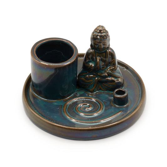 Buddha Incense Holder Ceramic Blue | Incense Plate | Amstercharmed