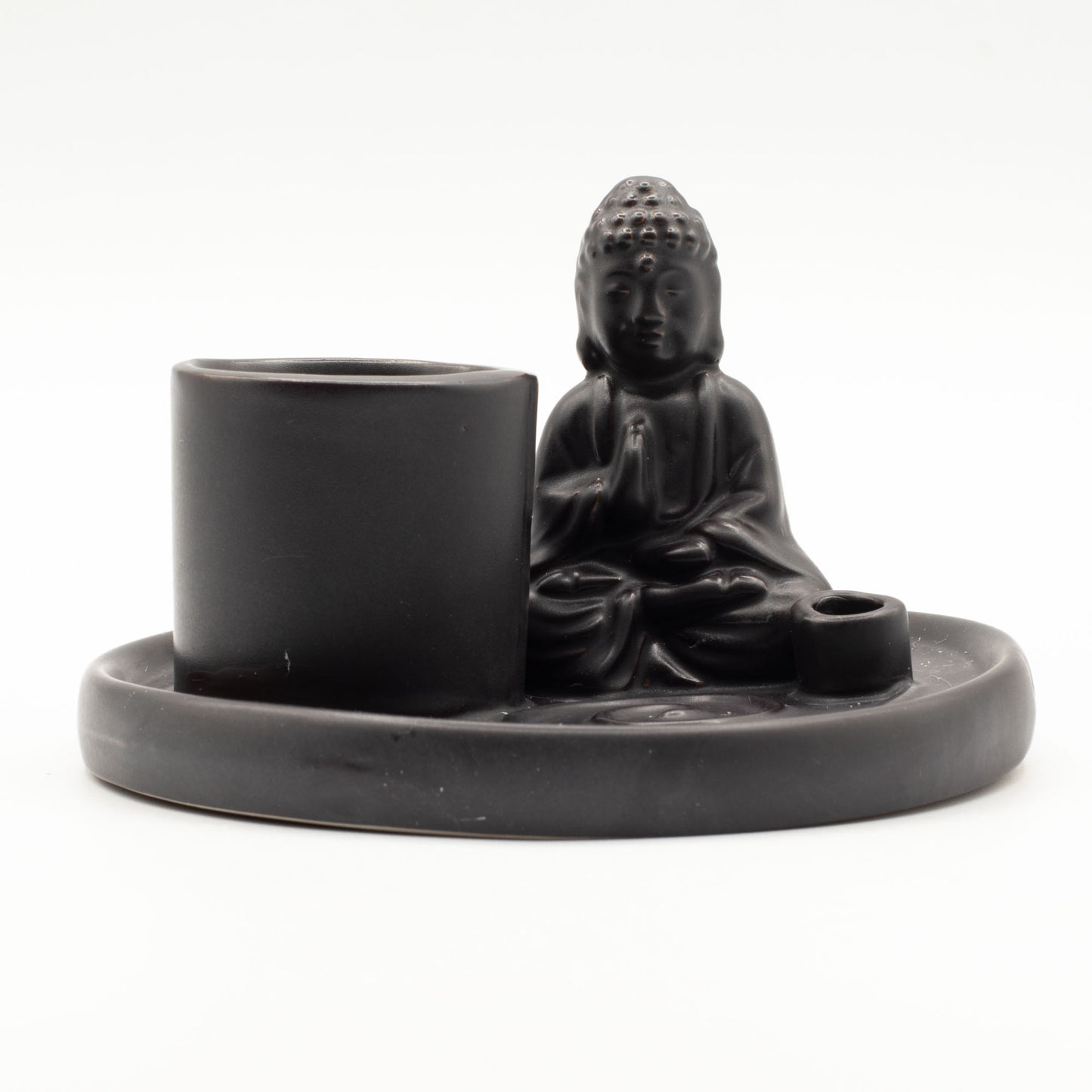 Buddha Incense Holder Ceramic Matt Black | Incense Plate | Amstercharmed