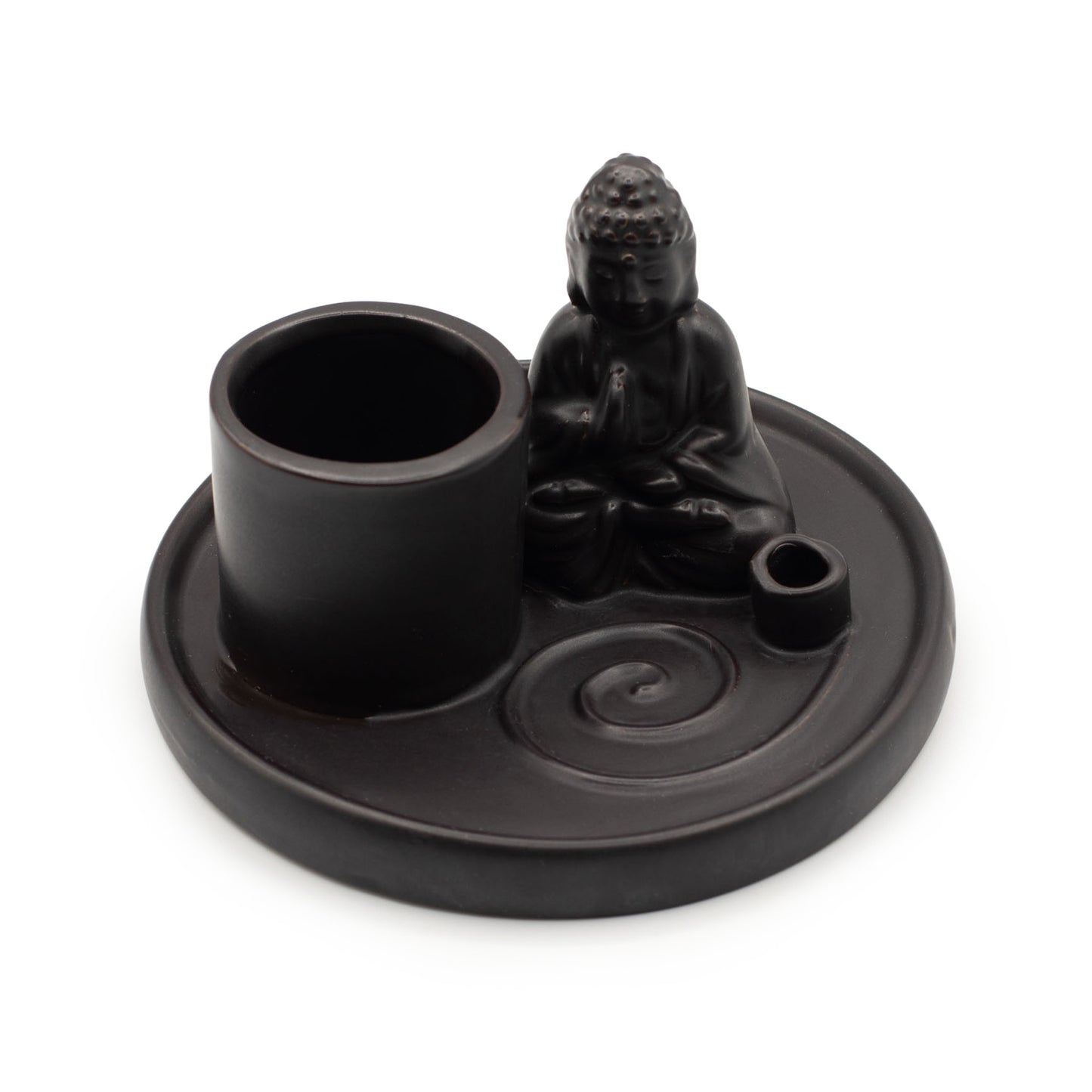 Buddha Incense Holder Ceramic Matt Black | Incense Plate | Amstercharmed
