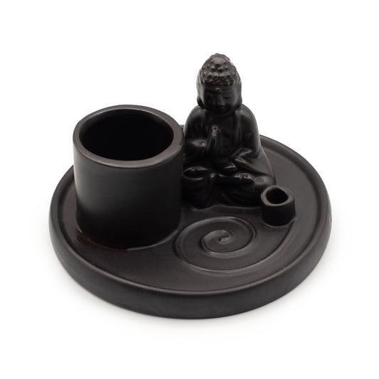Buddha Incense Holder Ceramic Matt Black | Incense Plate | Amstercharmed