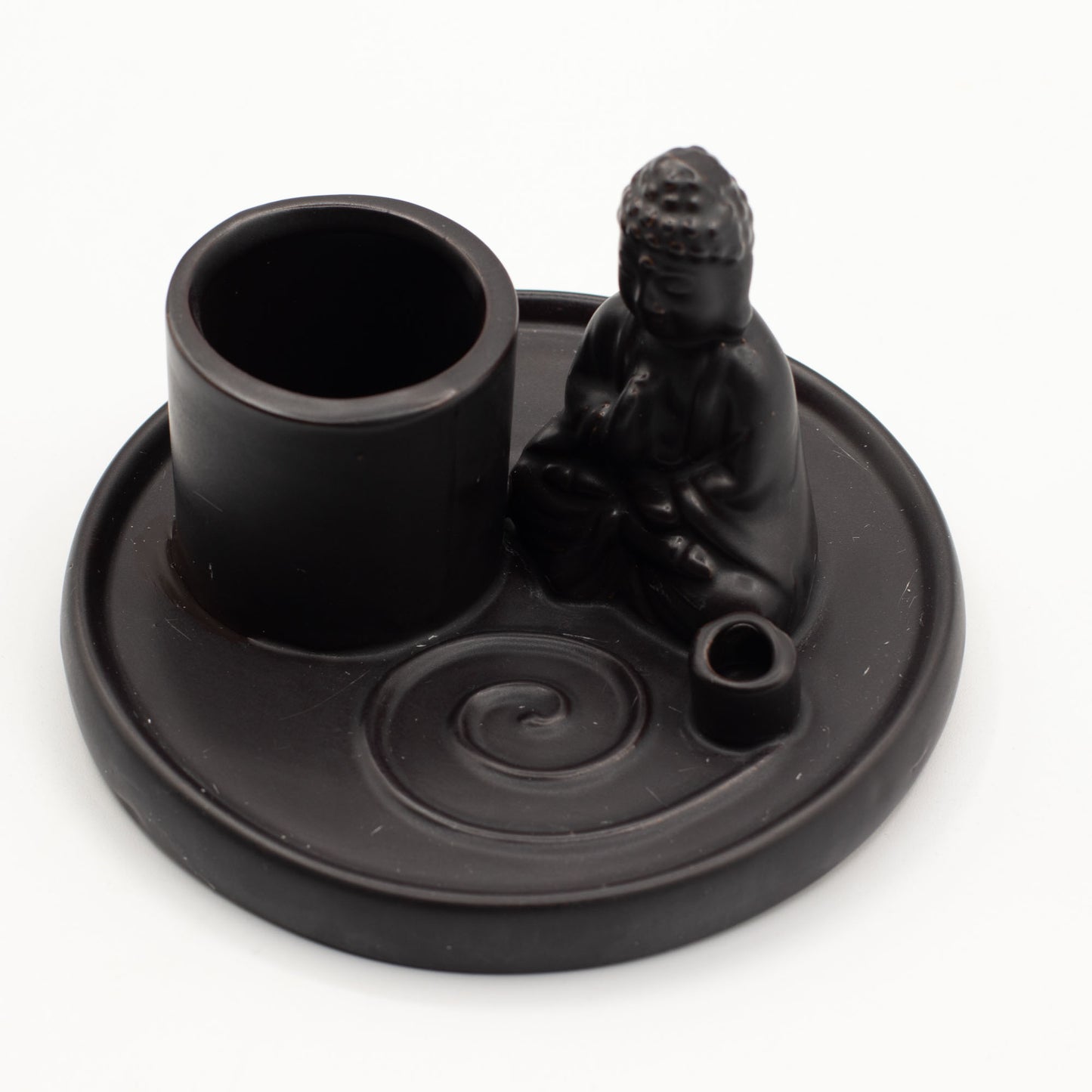 Buddha Incense Holder Ceramic Matt Black | Incense Plate | Amstercharmed