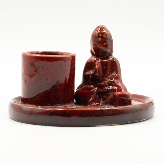 Buddha Incense Holder Ceramic Soft Red | Incense Plate | Amstercharmed