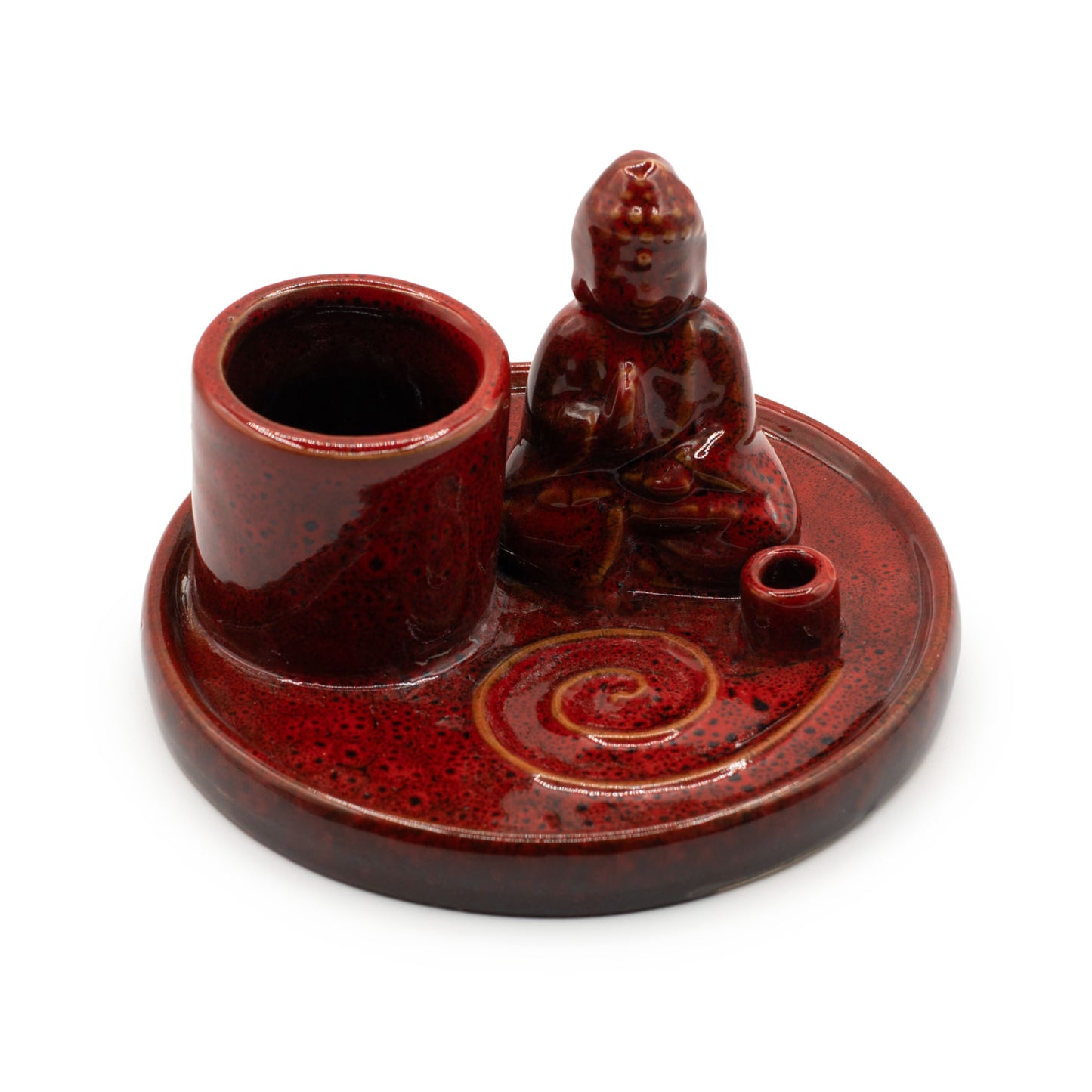 Buddha Incense Holder Ceramic Soft Red | Incense Plate | Amstercharmed