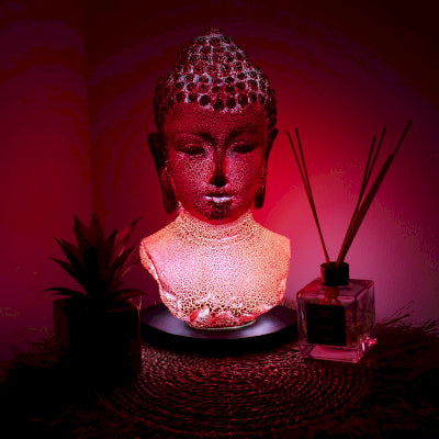 Buddha Büste Lampe Geschmolzene Lava - Ovaler Sockel