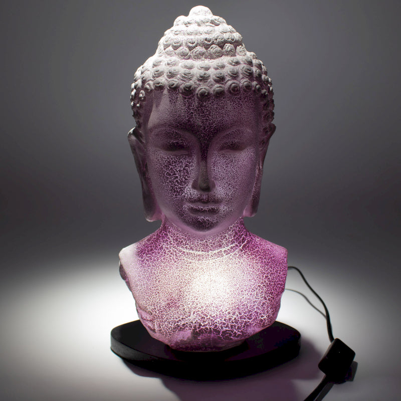Buddha Büstenlampe Lavender Crackle - Ovaler Sockel