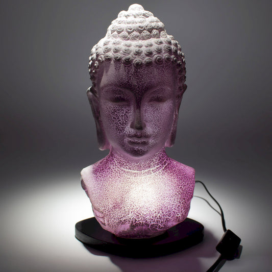 Boeddha Buste Lamp Lavender Crackle - Ovale Standaard