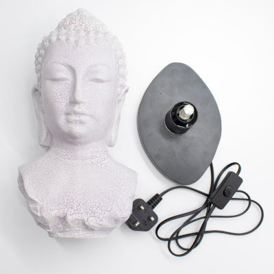 Buddha Büstenlampe Lavender Crackle - Ovaler Sockel