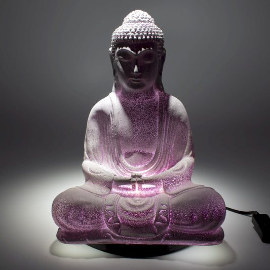 Meditatie Boeddha Lamp Lavender Crackle - Ovale Standaard