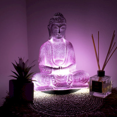 Meditations-Buddha-Lampe Lavendel Crackle - Ovaler Ständer