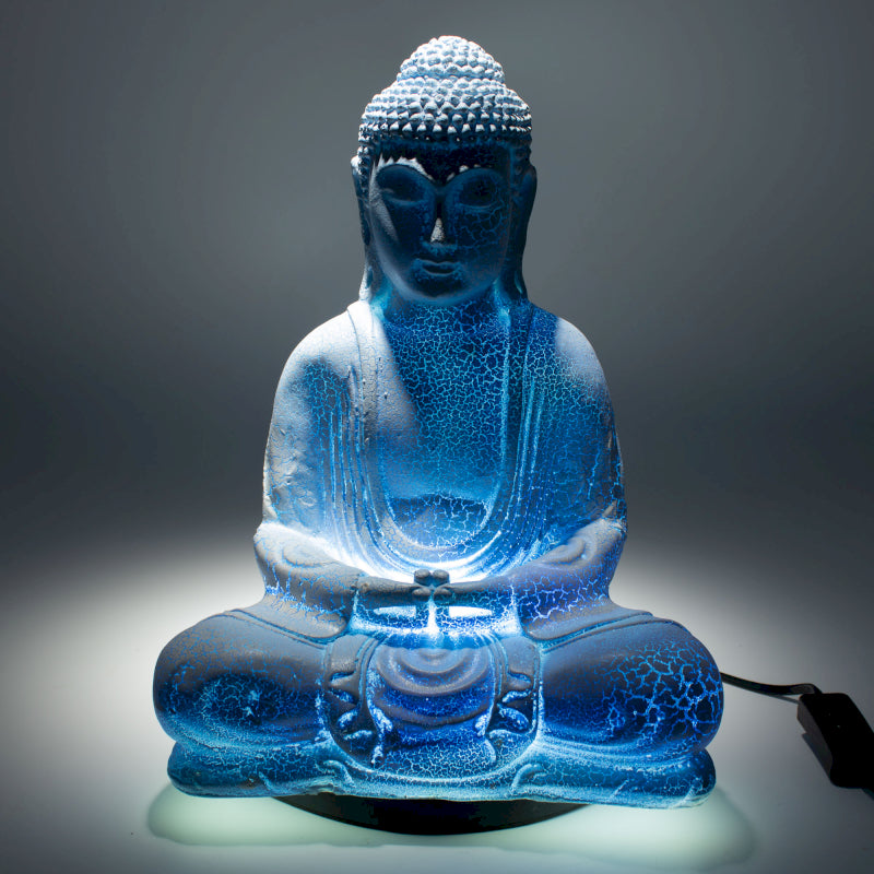 Meditations-Buddha-Lampe Himmelblau – Ovaler Ständer