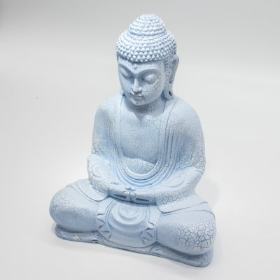 Meditations-Buddha-Lampe Himmelblau – Ovaler Ständer