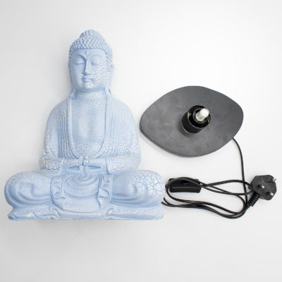 Meditations-Buddha-Lampe Himmelblau – Ovaler Ständer