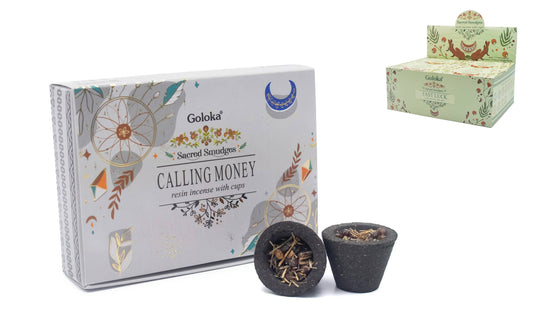 Goloka Calling Money Incense Cups with Resin – Attracting Money & Abundance