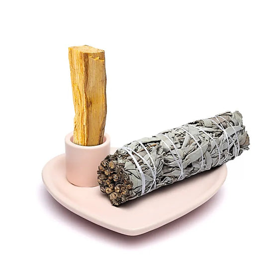 Keramische Smudge-Schale Herzform | Palo Santo Halter | Pastellrosa