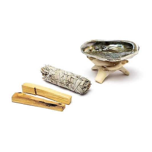 Smudge Set | Weißer Salbei & Palo Santo mit Abalone-Muschel | Amstercharmed