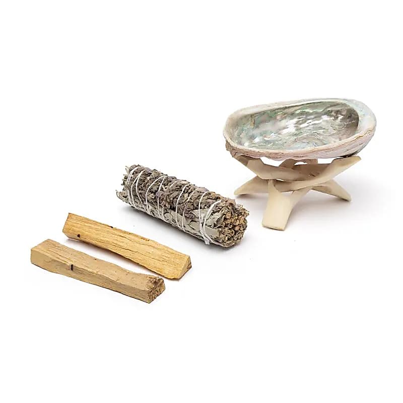 Smudge Set | White Sage, Lavender & Palo Santo with Abalone Shell | Amstercharmed