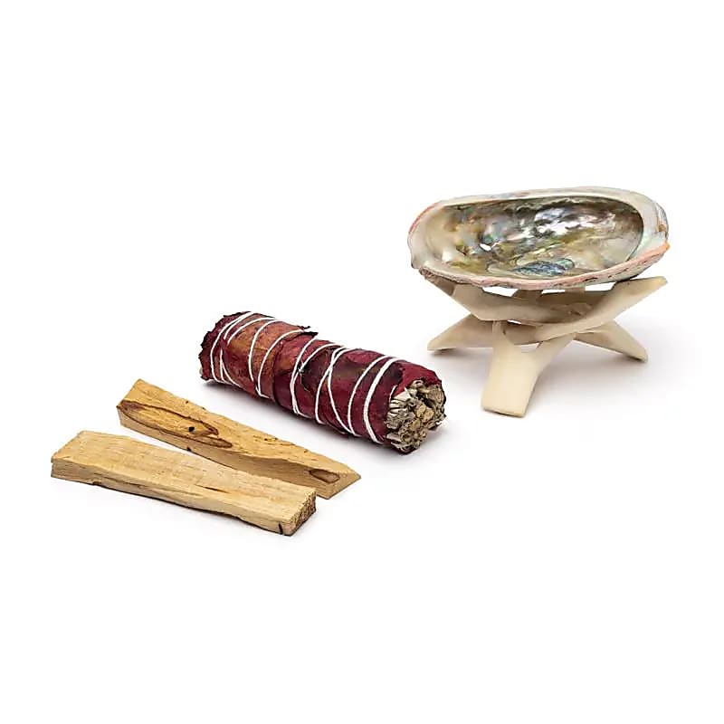 Smudge Set | White Sage, Rose & Palo Santo with Abalone Shell | Amstercharmed