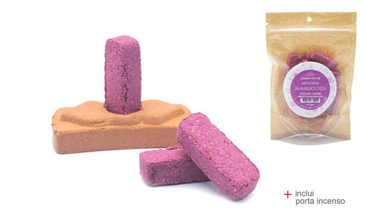 Weiße & Rosa Salbei-Räucherkerzen mit Räuchergefäß – Sálvia Branca e Rosa 3 Stück