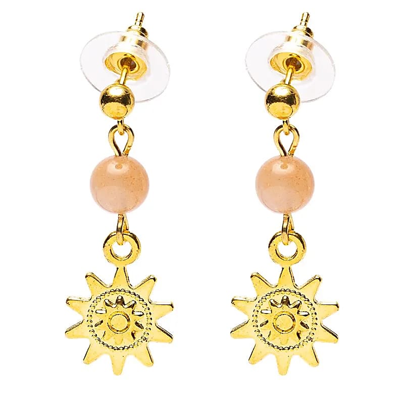 Sunstone & Sun Symbol Earrings | Gold-colored | Nickel-free