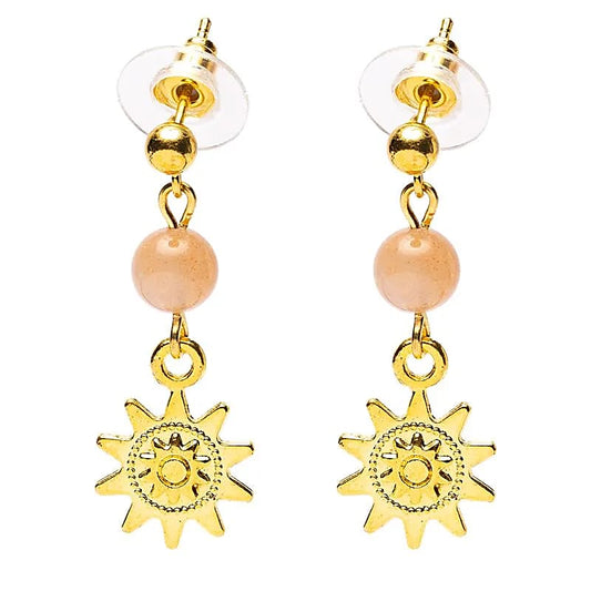 Sunstone & Sun Symbol Earrings | Gold-colored | Nickel-free