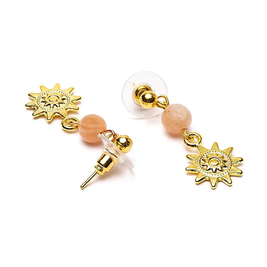 Sunstone & Sun Symbol Earrings | Gold-colored | Nickel-free