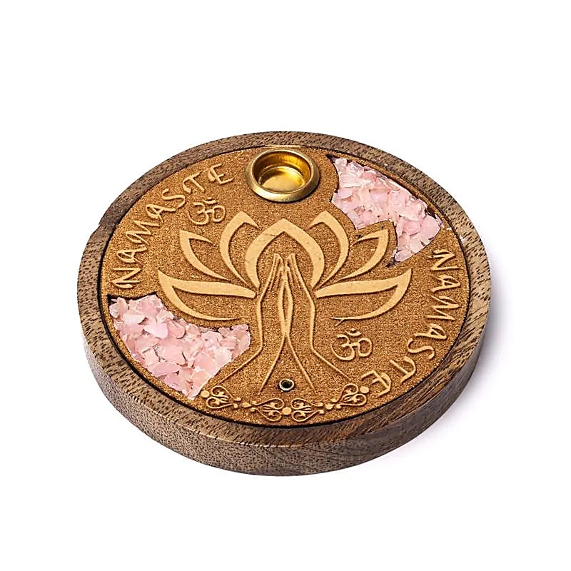 Incense Holder Namaste | With Rose Quartz | Amstercharmed