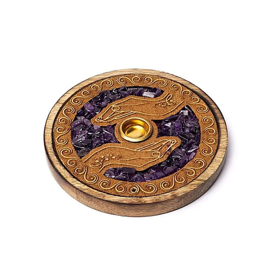 Räucherstäbchenhalter Healing Hands | Mit Amethyst | Amstercharmed