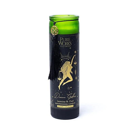 Manifestationskerze „Divine Goddess“ im Glas mit Quaste
