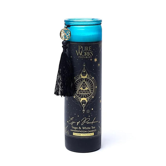 Manifestationskerze Eye of Providence im Glas mit Quaste