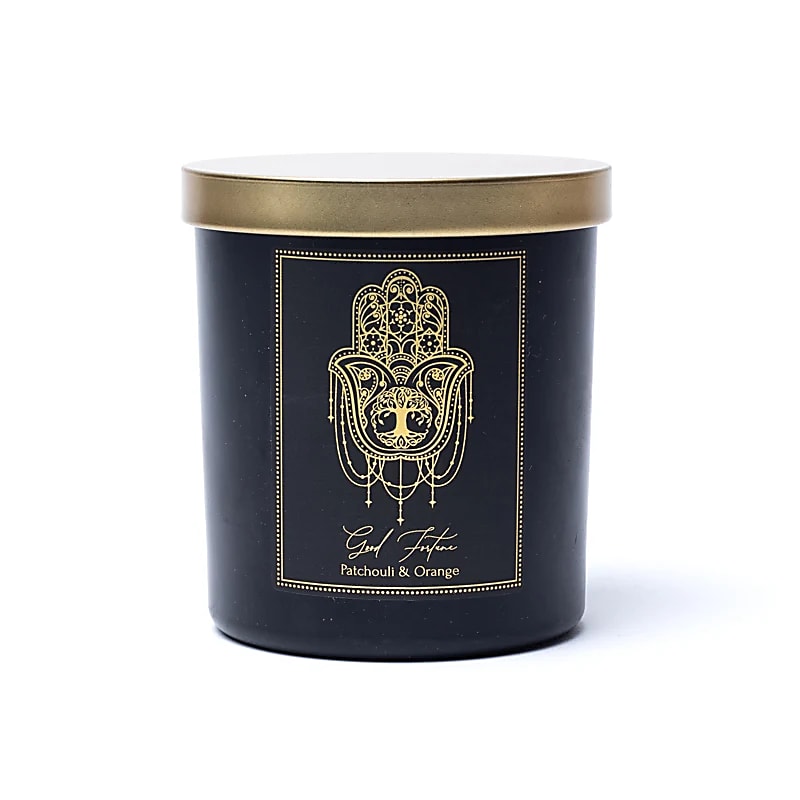 Manifestationskerze „Good Fortune“ im Glas mit Deckel