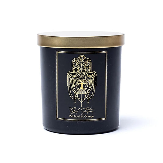Manifestationskerze „Good Fortune“ im Glas mit Deckel