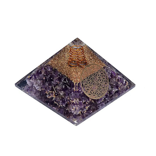 Orgoniet piramide amethist bloem des levens 7,5 cm