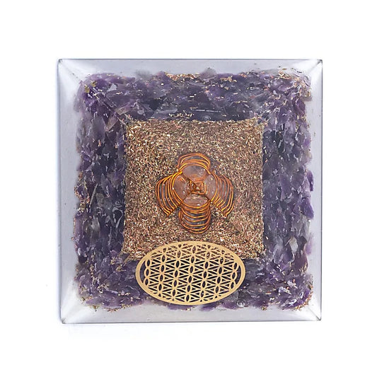 Orgoniet piramide amethist bloem des levens 7,5 cm