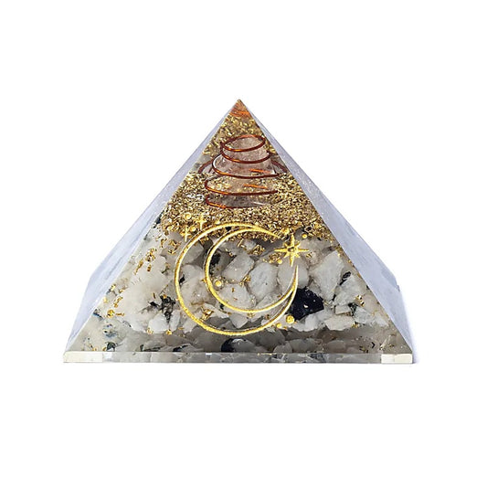 Orgoniet pyramide maansteen met maan symbool 7,5 cm