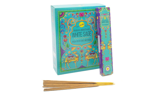 Indian Heritage Weißer Salbei Räucherstäbchen 15g – Reinigung & Smudging