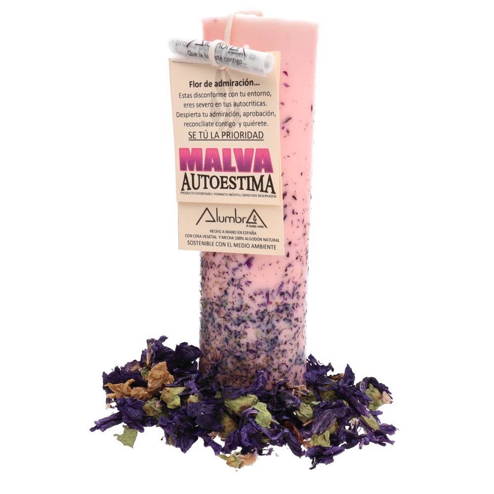 Handgemachte Malva Kerze – Selbstliebe, Selbstwert & Selbstvertrauen