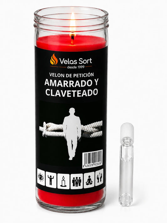 Amarrado y Claveteado Stompkaars – Ritualkerze zum Binden & Festhalten