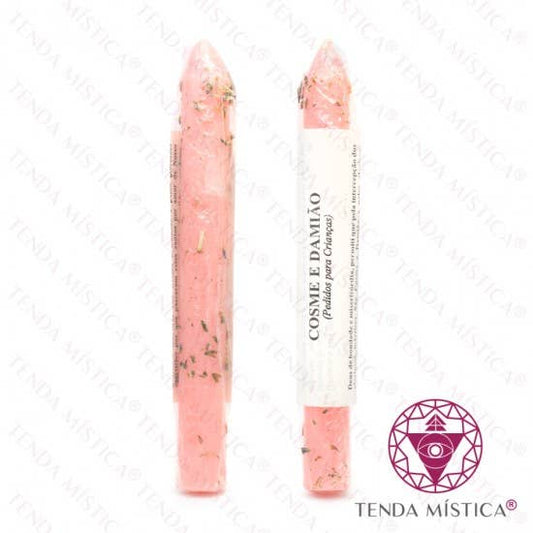 Pink Cosme & Damião Request Candle - Children, Health & Happiness