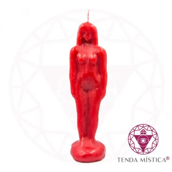 Rote Ritualkerze in Form einer Frau