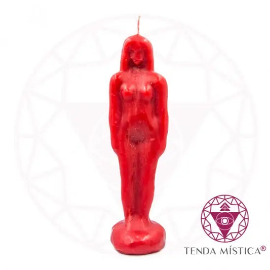 Rote Ritualkerze in Form einer Frau