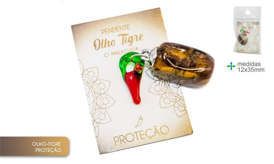 Tiger's Eye Stone Pendant 12x35