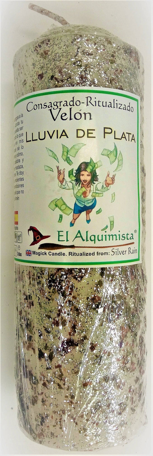 Ritual Candle with Herbs – Silver Rain | El Alquimista